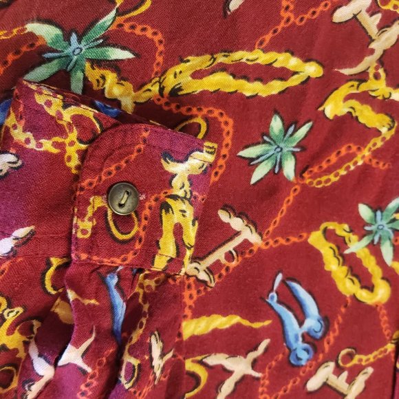 JENNIFER MOORE PETITES SIZE SMALL LONG SLEEVE BUTTON DOWN JEWELS PRINT RED - Picture 12 of 13